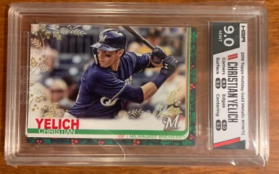 CHRISTIAN YELICH 1/1 ONE OF ONE 2019 Topps Holiday GOLD METALLIC Parallel HGA 9 - Image 1 of 3