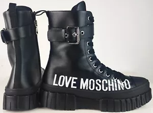 LOVE MOSCHINO Boots Damen Stiefeletten Stiefel Schürstiefel Schnürboots Gr39 NEU - Bild 1 von 15