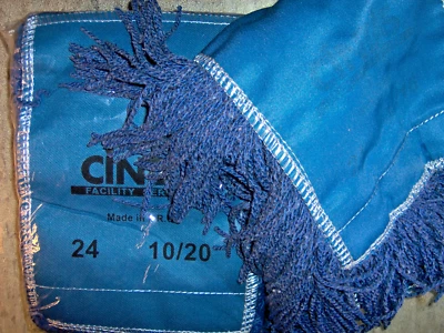 1 个全新 + 1 个二手 = 2 个除尘拖把替换头蓝色头 24 英寸环 10/20 Cintas — 第 1/4 张图片