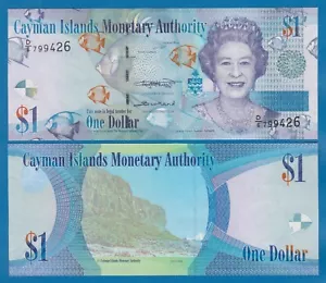 Cayman Islands 1 Dollar P 38f 2018 Prefix D/6 UNC ( P 38 f ) Queen Elizabeth II - Picture 1 of 1