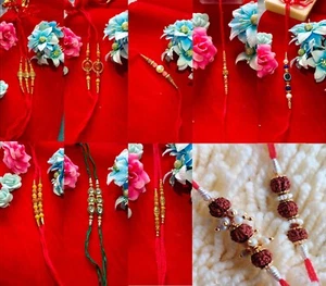 Rakhi Thread Bracelet Multicolour Bead Raksha Bandhan Rakhi Wrist Band UK STOCK - Picture 1 of 16