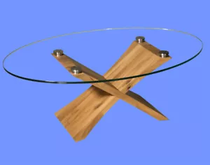 MALI Couchtisch 125x80x46cm Glas Gestell Massivholz viele Ausführungen lieferbar - Bild 1 von 15