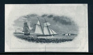 G.B. Ellis Vignette die proof on india paper, Schooner, 1850s - Picture 1 of 4