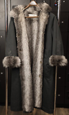 Bonnie Cashin Black Hooded Winter Coat Faux Fur Lining Kiss Lock Pocket Size 14