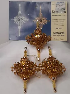 Vintage Stecknadel Pailletten Perlen Handarbeit Satelliten Ornamente 3er Set MCM 🎄 - Bild 1 von 7