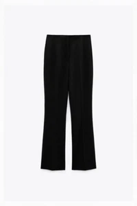 ZARA WOMENS BLACK FLARED TROUSERS UK SIZE MEDIUM BNWT - Picture 1 of 14