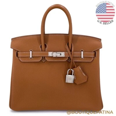 Hermès Gold Togo Beige Brown Birkin 25 Tote Bag Palladium PHW 67913 - Image 1 of 4