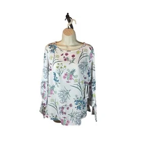 Nine West, Size S, White Top with Floral Design - Picture 1 of 7