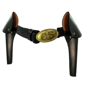 Bürgerkrieg Armee Leder Taillengürtel mit C.S Schnalle Leder 2 Holster rechts/links - Bild 1 von 8