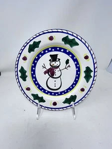 Present Tense Snowman Christmas Dessert/Lunch Plates (8) Italy 8.75” NWT Inv#23 - Picture 1 of 13
