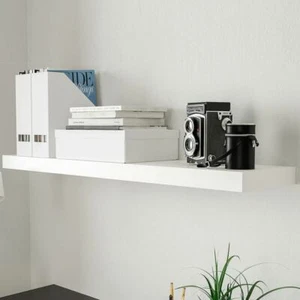 Mensola Parete Rettangolare Scaffale 60 x 25 x 3 cm Libreria Legno MDF Bianco - Foto 1 di 3