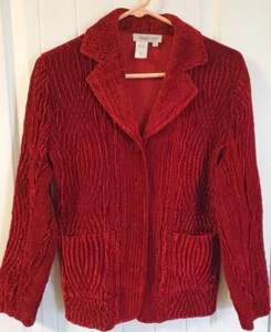 New Women Coldwater Creek Dark Red Button Down Petite XS Stretch - Picture 1 of 3