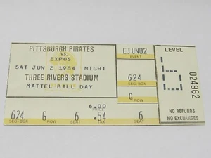 VINTAGE PITTSBURGH PIRATES TICKET STUB THREE RIVERS STADIUM JUNE 2 1984 - Picture 1 of 4