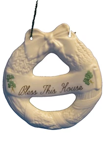 Belleek Ireland "Bless This House" House Blessing Wreath Wall Art. Porcelain - Picture 1 of 4