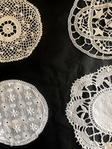 Jugendstil französische RUNDE DECKCHEN DURCHBROCHEN Napperon Lot um 1920 - Bild 1 von 8