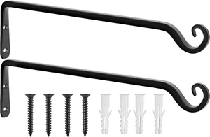 2 Pack 15 Inch Plant Hangers Outdoor Metal Hanging Plant Bracket Bird Feeder Wal - Picture 1 of 12