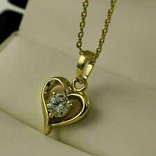 1.00 Ct Round Cut Real Moissanite Heart Shape Pendant 14k Yellow Gold Plated