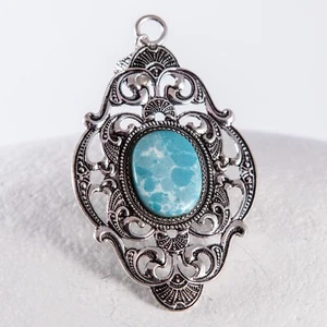 Anhänger, Amulett, Larimar, reich verziert, sehr groß, 95mm - Bild 1 von 4