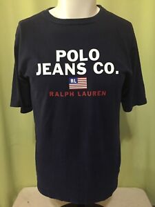 Polo Jeans Co. Spellout Ralph Lauren Men’s Dark Blue T Shirt Size XL RN 0103446 
