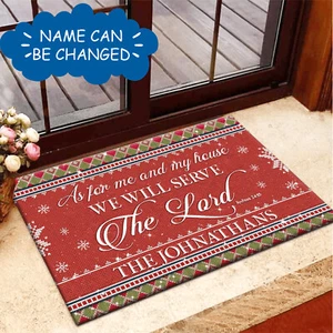 Christmas Holiday Serve The Lord Personalized Doormat Door Mat Christian - Picture 1 of 3