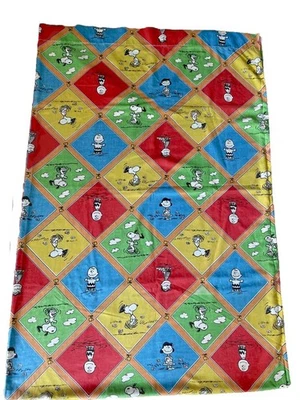 Lençol plano duplo Peanuts Snoopy cores primárias brilhantes primavera quarto infantil vintage anos 70 - Imagem 1 de 4