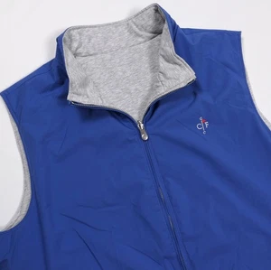 MINT! Peter Millar Crown Soft Reversible Vest Men's L ~ Blue / Gray CF Golf Club - Picture 1 of 12