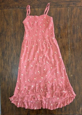 Vestido Midi Abercrombie & Fitch Feminino 13/14 Floral Smocked Rosa Coral - Imagem 1 de 4