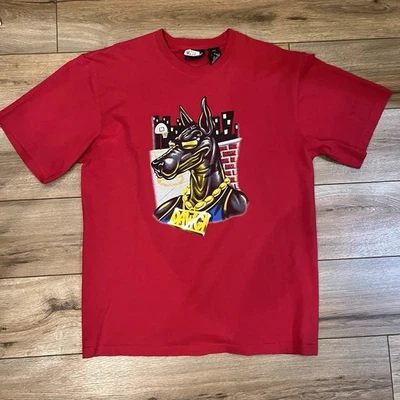 Винтажная красная футболка Y2K без границ Dawg доберман мешковатая мужская L футболка уличная одежда - Изображение 1 из 4