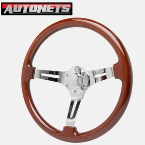 Volante de madera clásico de 15" 6 agujeros plato profundo vintage caoba personalizado Hot Rod - Imagen 1 de 3