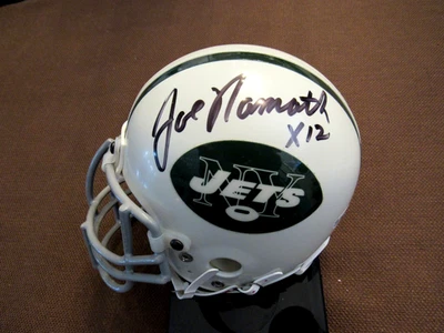 JOE NAMATH MAYNARD SNELL BOOZER 1969 SBC JETS SIGNED AUTO MINI HELMET JSA BEAUTY - Image 1 of 4