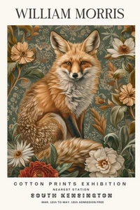 William Morris Vintage Red Fox Cotton Prints Exhibition Gallery Wall Art Poster - Picture 1 of 5