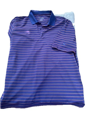 Camisa Polo de Golf Arnold Palmer Para Hombres XL TG Alta Grande Azul Rayas con Logo Foto 1 de 4