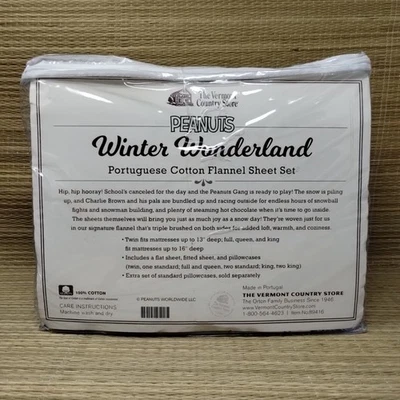 Nuevo Peanuts Winter Wonderland Doble Franela Estampado Nórdico Vermont Country Store Foto 1 de 4