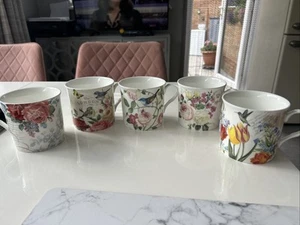 Collection Of 5 Stechcol Mugs Heath McCabe Flowers Birds Butterflies - Picture 1 of 13
