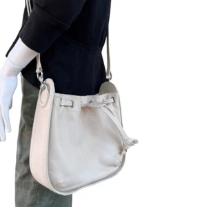 Frye NWT Ilana Small Crossbody Bag Purse in Bone White Leather with Drawstring - Picture 1 of 12