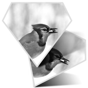 2 x Diamond Stickers 7.5cm BW - Jay Bird Small Garden Birds  #37529