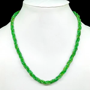 Collana Spirale Smeraldo Zambia Naturale 18 Pollici 3 File Perline Sfaccettate Chiusura 925 - Foto 1 di 10