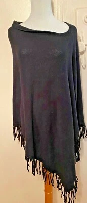 Women’s “Sutton Studio” 100% Cashmere Black Poncho One Size new w/o tags - Изображение 1 из 4