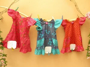Kinder Kleid Schürze Hippie Goa Sommerkleid Mädchen bunt  4 J 110 116 Handmade - Imagen 1 de 7