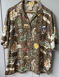 NWOT Vintage KYLANI BAY 100% Silk TEXAS Commemorative Shirt Size Large Unisex - Picture 1 of 9