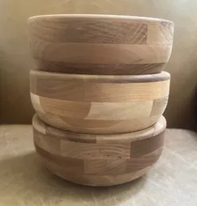 Snow River MCM Wood Cereal Bowls Set Of Three 7’ Each EUC - Picture 1 of 8