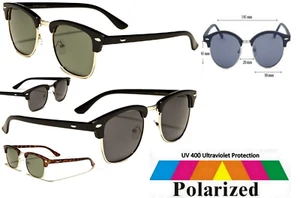 Brand New Polarised Classic Black color Half Rimmed Frame Clubmaster sunnies - Picture 1 of 38