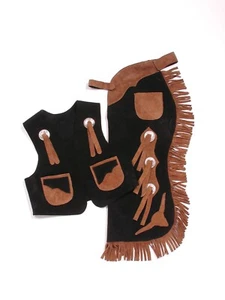 Chaleco Little Riders Western - Juego de Chap - Conchos - Cabeza de Dirección - S,M,L-Negro - Marrón - Imagen 1 de 4