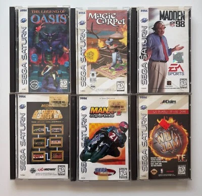 Lote de 6 juegos SEGA Saturn CIB - Legend of Oasis, NBA Jam, Manx TT, Magic Carpet Foto 1 de 4
