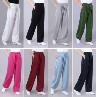 Primavera/Otoño Hombres Mujeres Kung Fu Tai Chi Pantalones Artes Marciales Algodón Lino Pantalones Foto 1 de 4