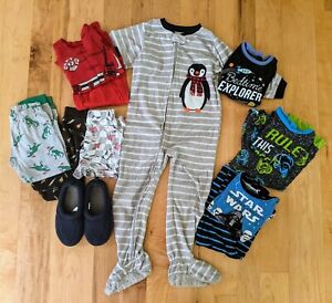 12 Pc Boy Pajamas Sleepwear Sets Slippers LL Bean Winter Fall Star Wars Size 5/6