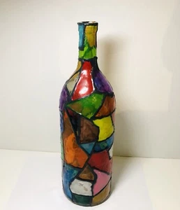 13 inch painted stained glass style bottle/lamp Please read description - Picture 1 of 10
