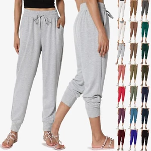 TheMogan S~3X Casual Drawstring Elastic Waist Slouchy Jersey Lounge Jogger Pants - Picture 1 of 128