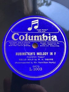 *RARE* VG cello W.H SQUIRE & HAMILTON HARTY Rubinstein's Melody UK Columbia 78 - Picture 1 of 8