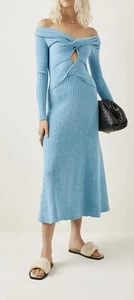 Anna Quan Paige Dress Twisted Ribbed-Knit AU 14 Ultramarine Blue BNWT Cut Out - Picture 1 of 10